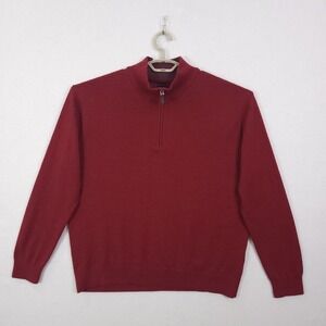 UNTUCKit Sweater Mens 2XL Red Merino Wool Quarter Zip Mock Neck Belguardo 31811
